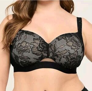Lane Bryant Cacique Size 46C Black Comfort Bliss Lightly Lined Balconette Bra!